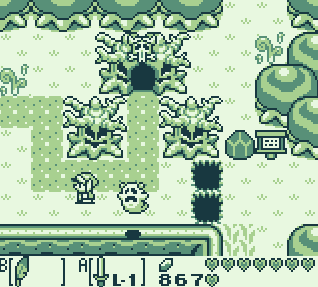 Link’s Awakening Game Boy gameplay showing Link on Koholint Island