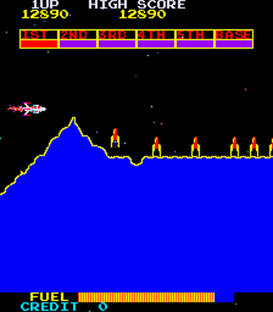 Scramble arcade game by Konami