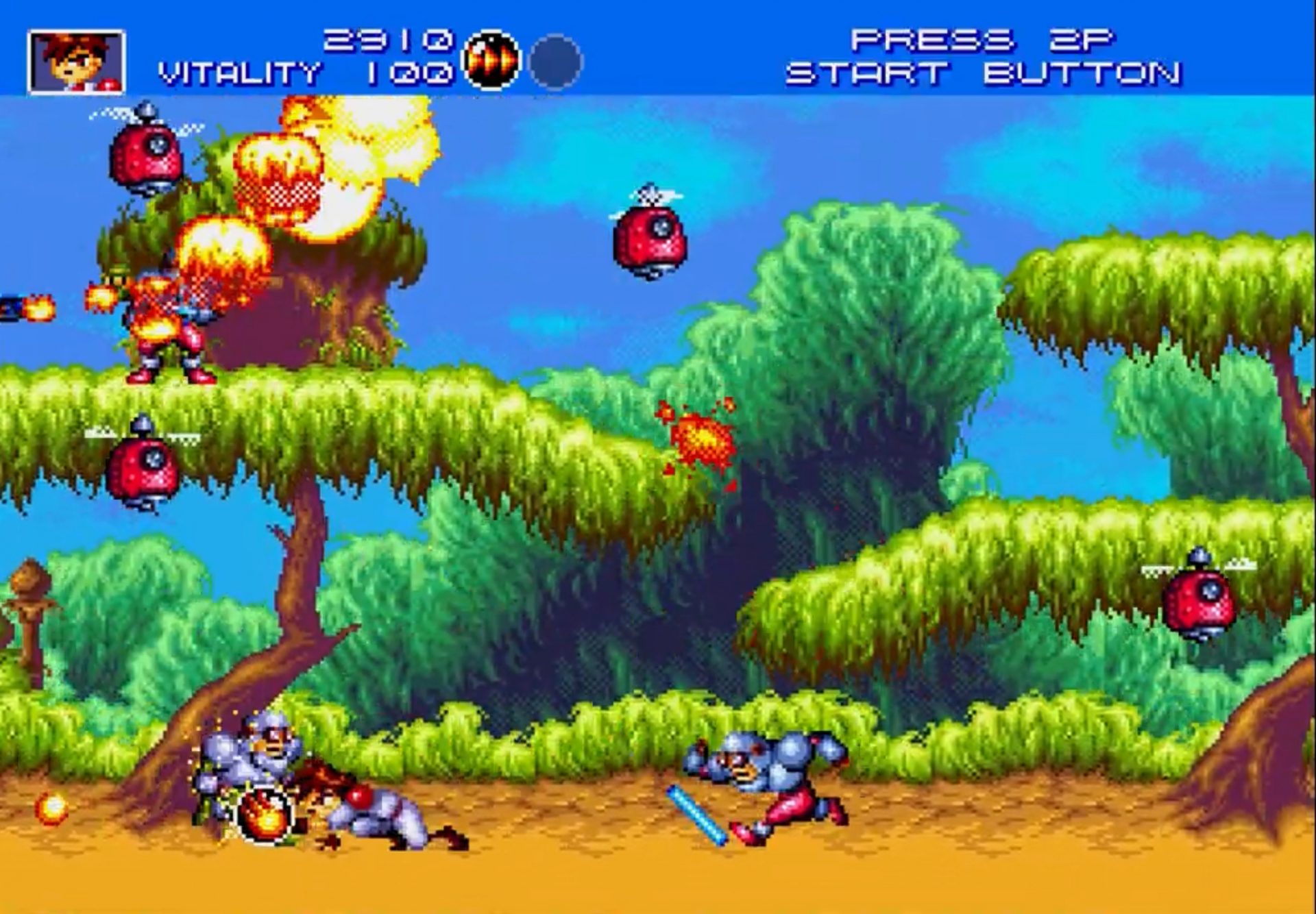 Gunstar Heroes Megadrive frantic action scene